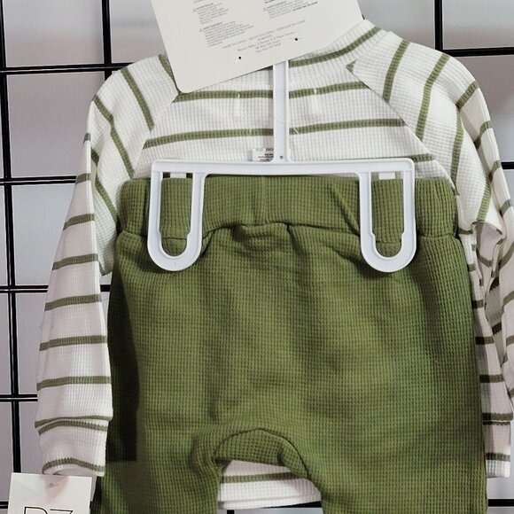 Rz Unisex Baby Rachel Zoe 3 Piece Set 6-9 Months Slouchy Hat Top Pants Olive - Picture 10 of 14